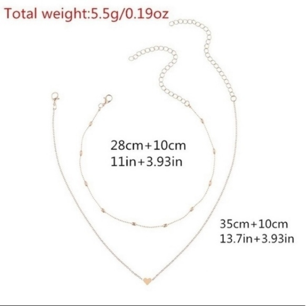 (Last1) Double Heart Layered Necklace/Choker Super - Picture 3 of 4
